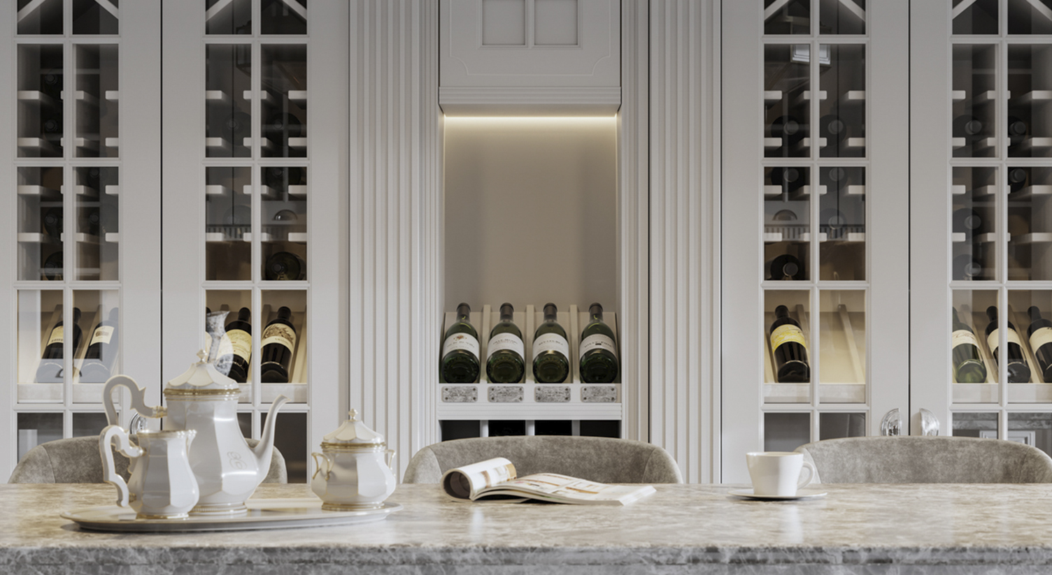 Wine cellar in a beautiful kitchen